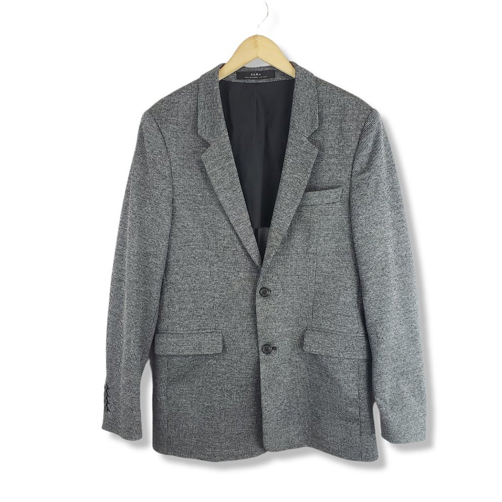 Zara Grey and Black Men's Double Button Blazer Sport Coat Size 44